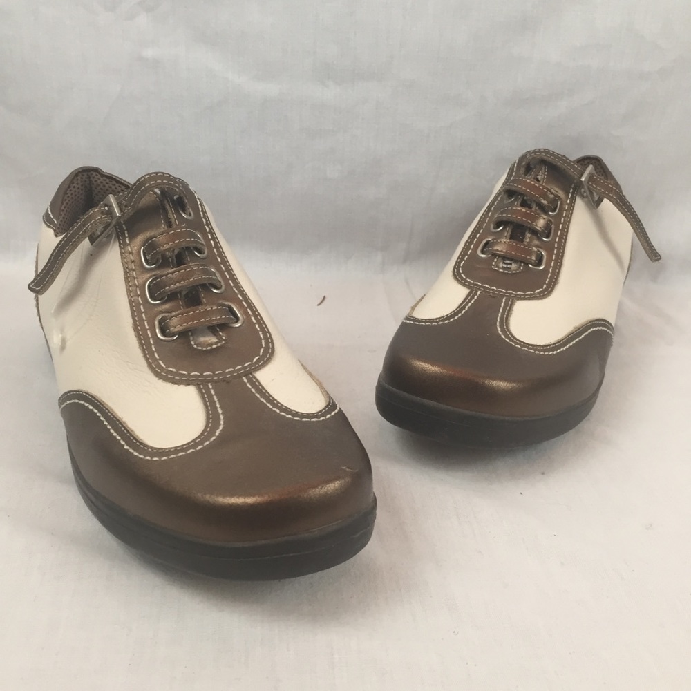 NWOT Tehama Bronze/Cream Leather Brogue Golf Shoes